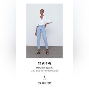 Zara Mom Fit Jeans Light Blue